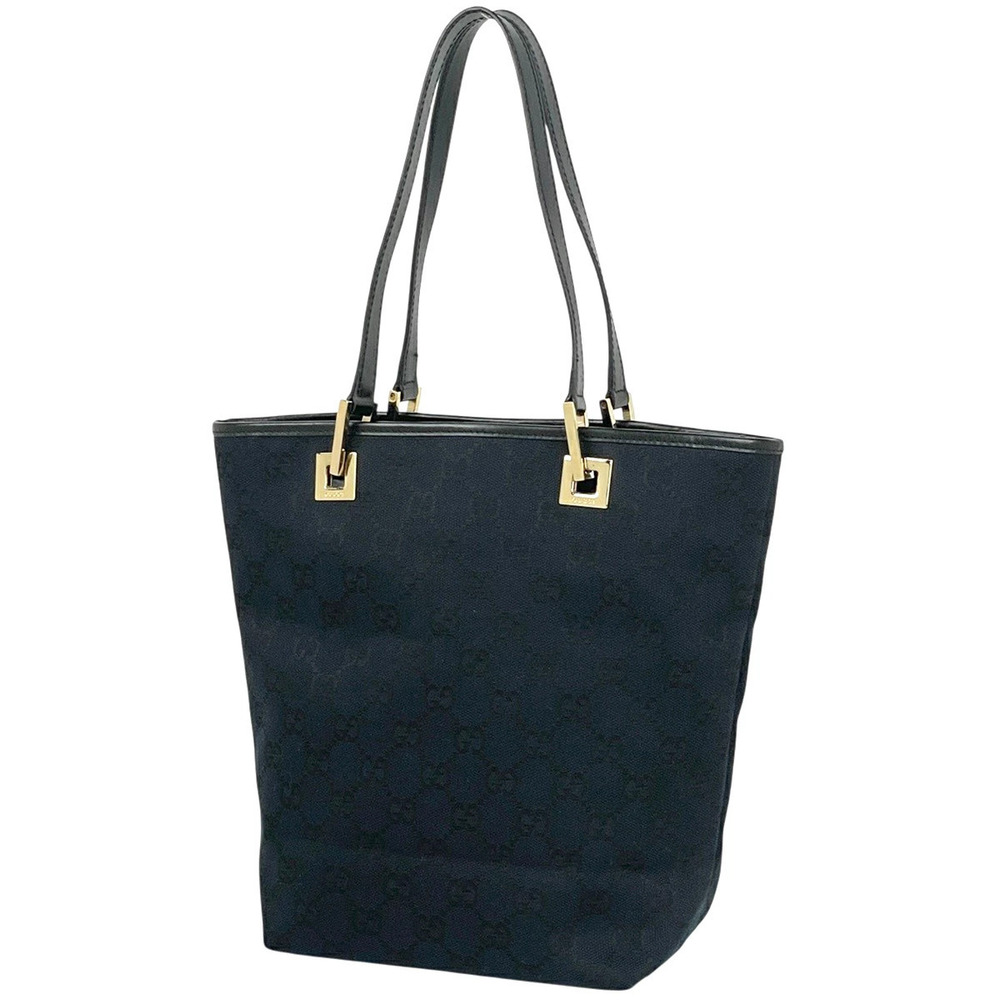 Gucci GG black GG Canvas Tote signature monogram canvas leather